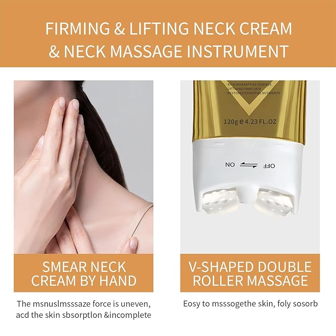 AH-8 Firming Neck Cream with Roller, Tightening & Lifting Cream for Sagging Skin, Contains Hexapeptide, Moisturizing for Face & Body Skin Tightening Cream-GlimoraGlow
