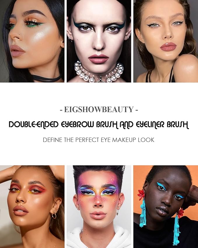 Eyebrow Brush & Eyeliner Brush, EigshowBeauty Double-Ended BrushesOne Brush For 2 Uses - Black (D104)-GlimoraGlow