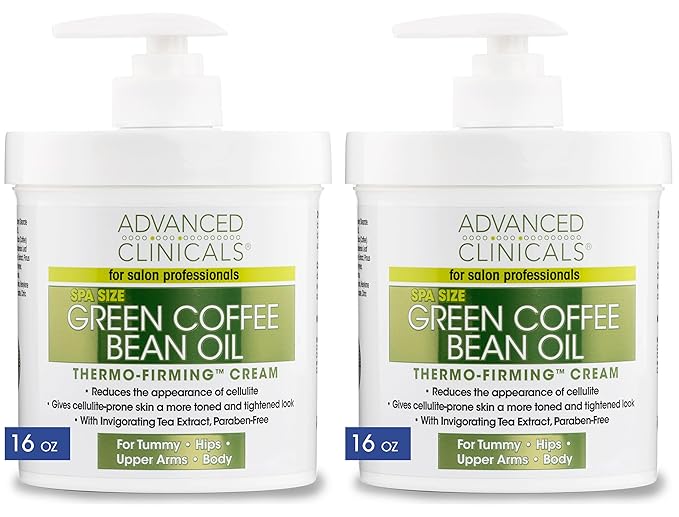 Advanced Clinicals Thermo Firming Green Coffee Bean Moisturizer Body Cream | Anti Cellulite Caffeine Firming Lotion For Legs, Arms, & Body | Skin Care Products | Aging Skin Tightening Cream, 2-Pack-GlimoraGlow