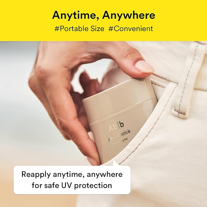 Abib Airy Sunstick Protection Bar Broad Spectrum SPF50+ 0.81 oz / 23 g (Semi-matte) | Korean Suncreen Stick Suncare Sunblock, No Whitecast, Protector Solar Barra, Water resistant-GlimoraGlow