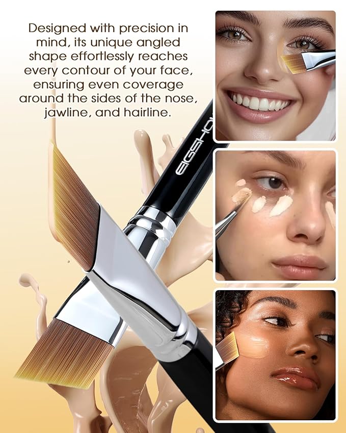 EIGSHOW Flat Foundation Brush, Vegan Synthetic Bristles, Streak Free Application, Face Makeup Brush For Blending Liquid, Cream, Face Mask (E870B)-GlimoraGlow