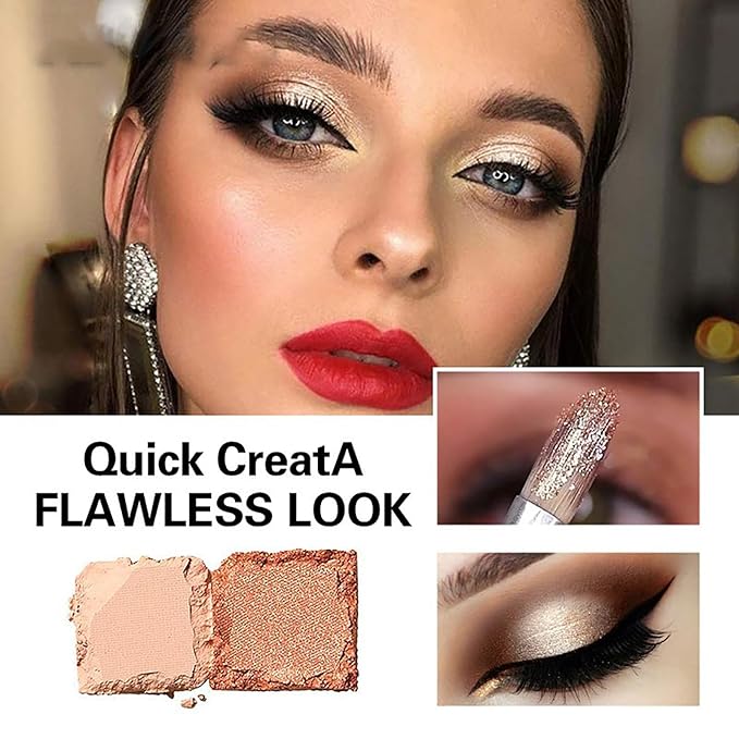 12 Colors Nude Eyeshadow Palette Travel Size Makeup, Matte Shimmer Eye Makeup, Naturing-Looking, High Pigmented Blush Eyebrow Kits, Big Artist Neutral Makeup Palette for Face Cosmetics (01)-GlimoraGlow