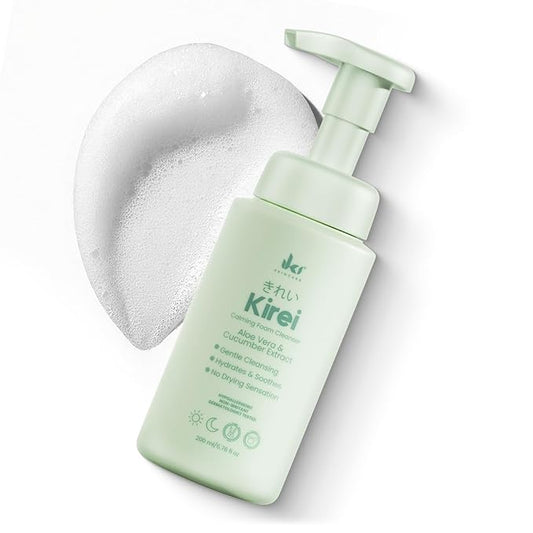KIREI Foam Cleanser - Gentle Face Wash for Women with Aloe Vera & Cucumber Extract, Hydrating & Soothing, Dermatologically Tested, Suitable for Sensitive Skin, Paraben-Free-GlimoraGlow