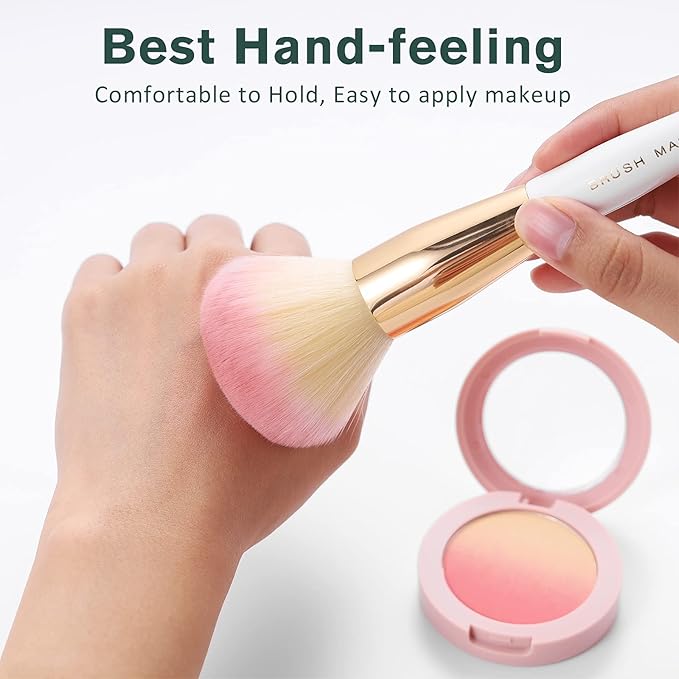 Makeup Brushes Set 10Pcs Professional Kabuki Foundation Eyeshadow Blush Blending Lip Full Face Cosmetic Kit W/Makeup Brush Set with Holder-GlimoraGlow