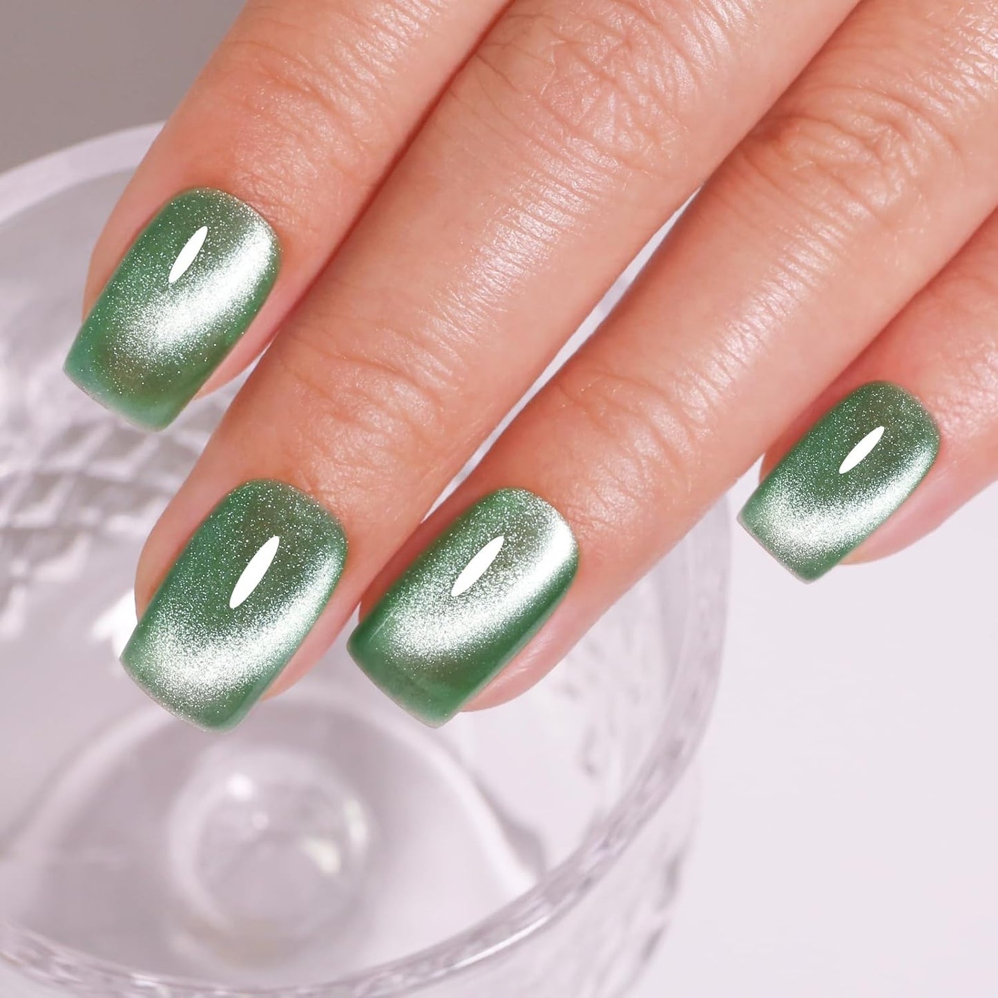 Imtiti Cat Eye Gel Nail Polish, Spring Green Holographic Magnetic Crystal Nail Gel Polish With Magnet Glittery Galaxy Spring Summer Kit Soak Off UV Led 10ML-GlimoraGlow