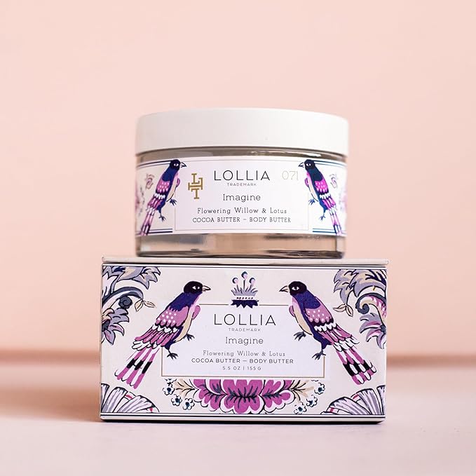 LOLLIA Imagine Body Butter, 5.5 oz. - Flowering Willow & Lotus Fragrance - Shea Butter & Cocoa Butter, Body Lotion for Women, Hydrating & Smooth Body Moisturizer-GlimoraGlow