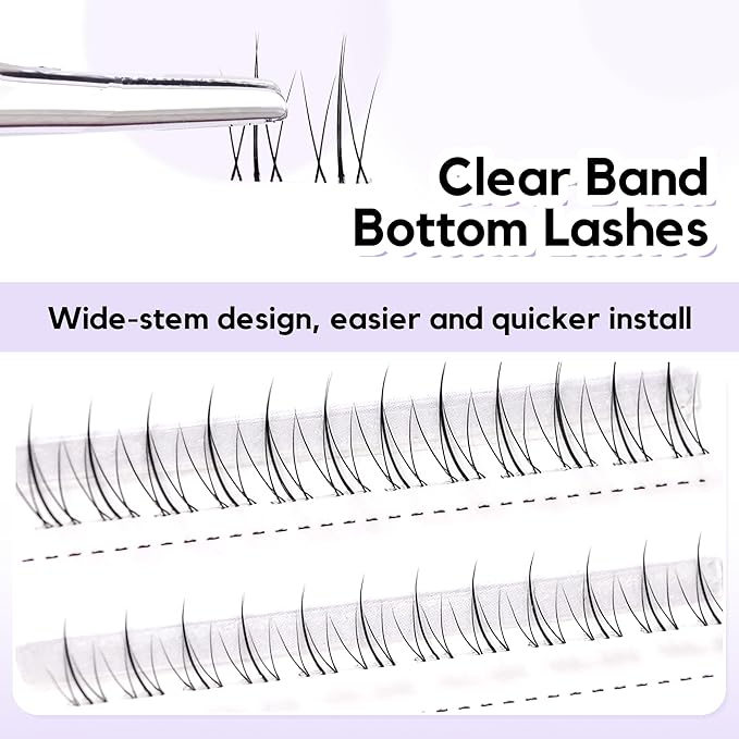 GAQQI Bottom Lash Clusters Natural Bottom Lashes Clear Band, DIY Lash Extensions Lower Lashes, Soft & Comfortable Thin Band Bottom Eyelashes Wispy Daily Style 5mm+6mm 48pcs(B10)-GlimoraGlow