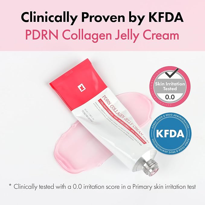 PDRN Collagen Jelly Cream, 5,000ppm Salmon DNA PDRN, Niacinamide, Hydrolyzed Collagen, Glow, Hydrating, Firming, Uneven Skin Tone, No artificial color, Korean Skin Care, 50ml, 1.69 fl.oz.-GlimoraGlow