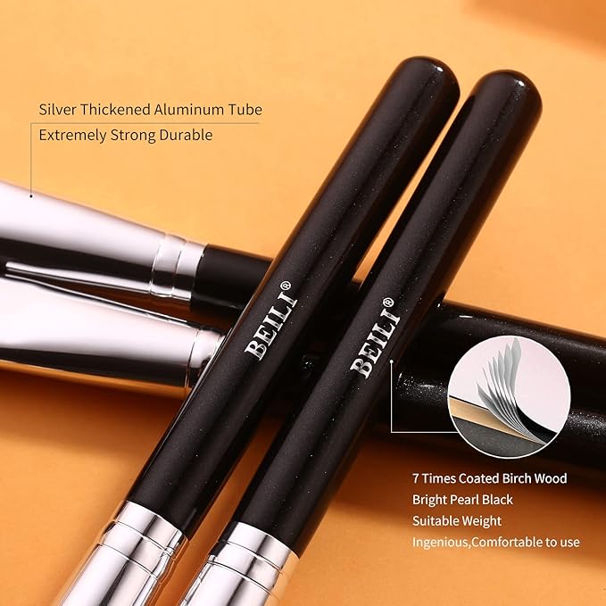 BEILI Makeup Brushes 12pcs Makeup Brushes Set with Holder Premium Synthetic Kabuki Foundation Brush Blending Blush Concealer Full Face Makeup Brushes Kit With Gift Box(Black)-GlimoraGlow