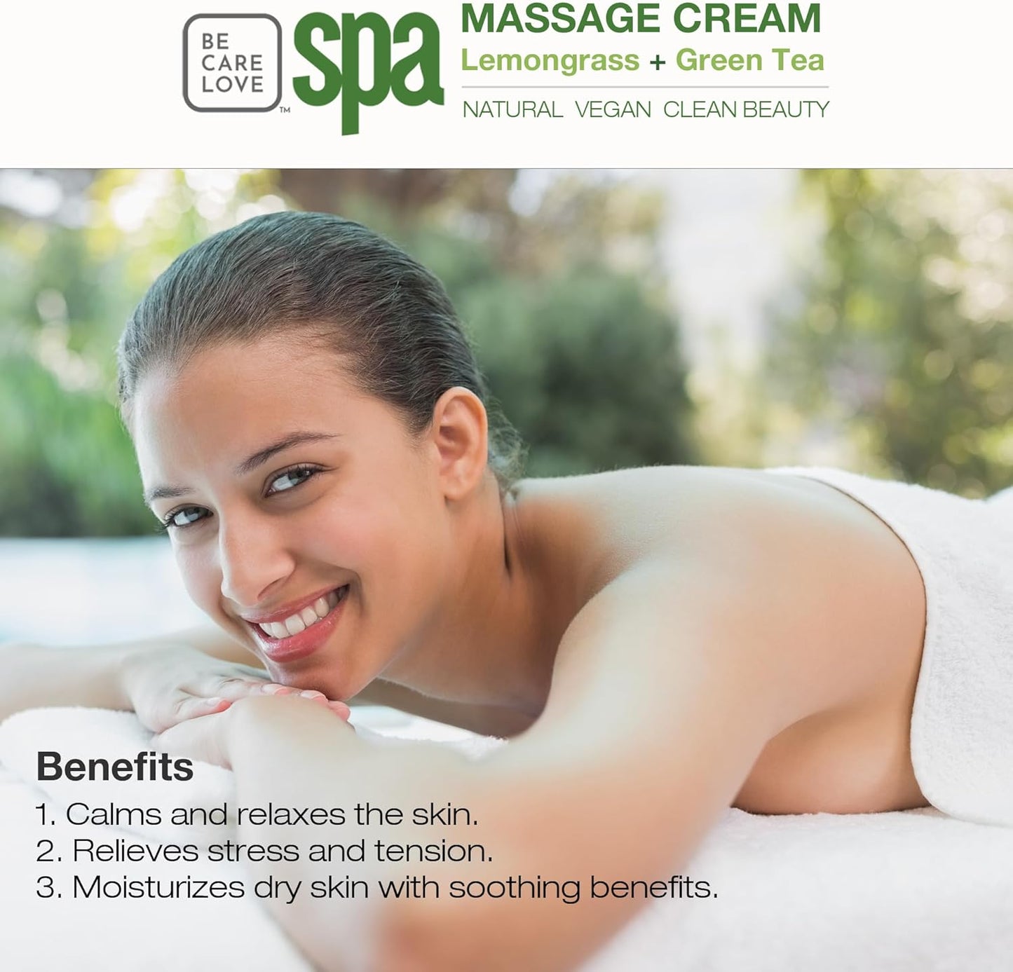 BCL SPA Massage Cream organic Lemongrass + Green Tea body lotion with shea butter, aloe vera, peppermint, argan and jojoba oils body cream to soothe, calm & revitalize the skin. Home/Pro use 16 fl oz-GlimoraGlow