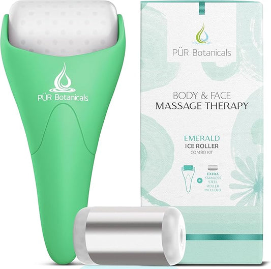 Ice Roller for Face & Eye Puffiness Relief 2 in 1 Set - Therapeutic Facial Massager for Beauty - Cooling Face Rollers for Women - Tone & Tighten Your Damaged Skin - Reduce Wrinkles-GlimoraGlow