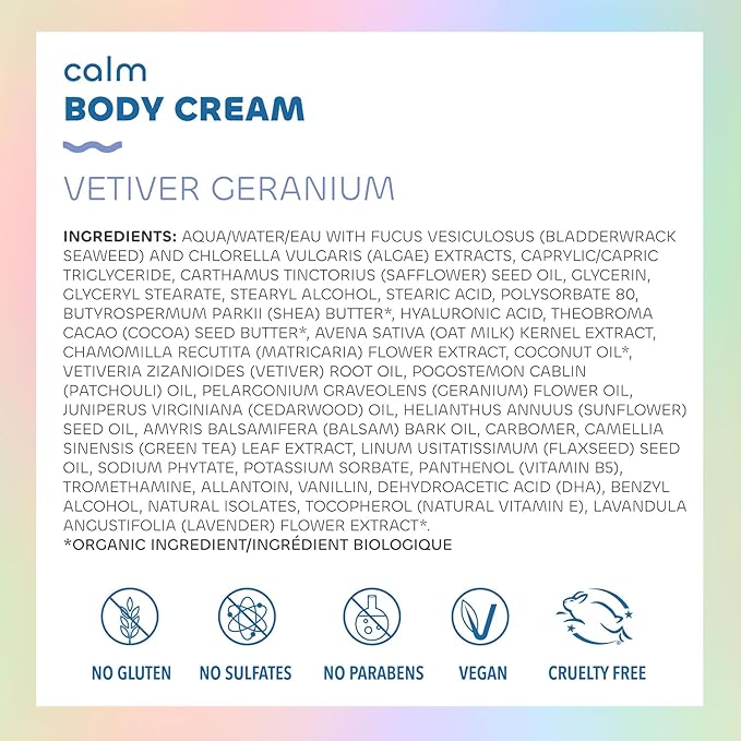 Seaweed Bath Co. Calm Body Cream - Vetiver Geranium | Soothing Hand and Body Lotion With Oat Milk, Shea Butter, and Chamomile | Natural, Vegan Moisturizer For Dry Skin | 6 oz-GlimoraGlow