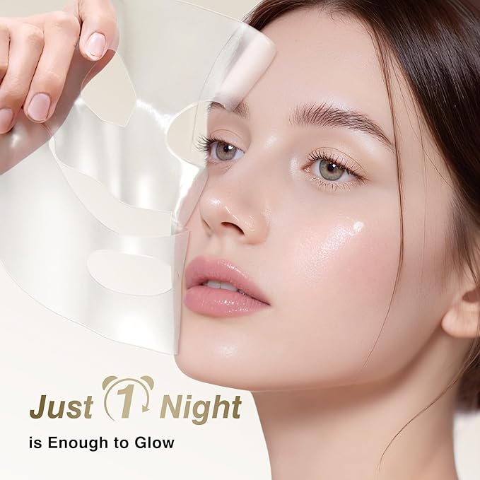 ISTON 6 Pack Bio-Collagen Real Deep Anti Wrinkle Lifting Mask,Overnight Hydrating Face Mask for All Skin Types -Pore Minimizing,Elasticity Enhancing,Firming,Moisturizing-GlimoraGlow