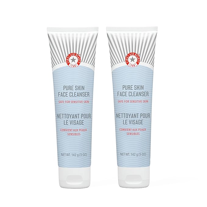 First Aid Beauty - Pure Skin Face Cleanser, Effectively Removes Makeup, Dirt, & Impurities, Gentle Cleanser Leaves skin Soft & Supple, Fragrance Free (5 oz, 2 ct)-GlimoraGlow