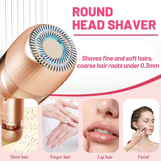 2 in 1 Electric Bikini Trimmer for Women, Dual Head Painless Razor Shaver,Wet & Dry Use Body Hair Trimmer and Facial Hair Remover for Underarm Leg Arm Body Face-GlimoraGlow