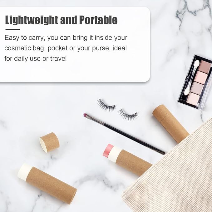 10 Pcs 25g Paperboard Lip Balm Tubes Refillable Krafts Paper Lipstick Tube Round Cardboard Empty Lip Gloss Container Holder Tubes for DIY Chapstick Salve Cosmetic Lotion Solid Perfume - Brown-GlimoraGlow