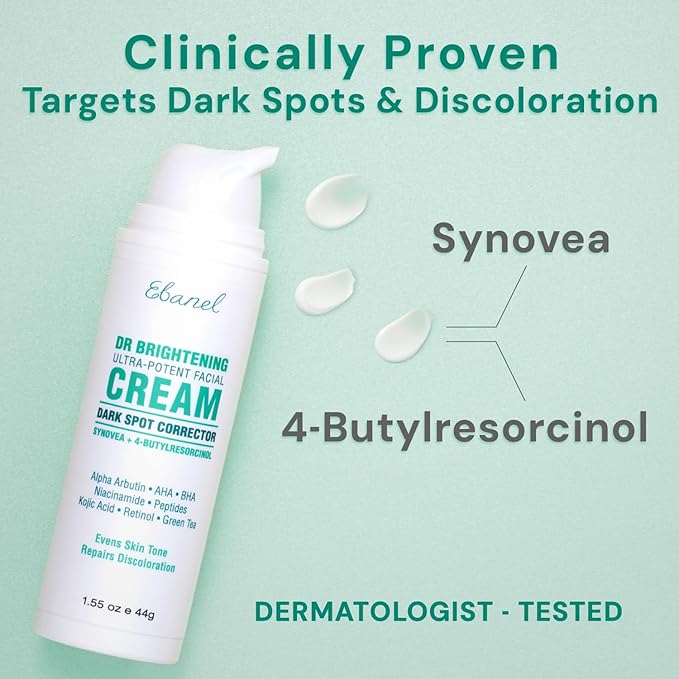 Ebanel Dark Spot Remover for Face & Body, Skin Brightening Cream with Synovea, Alpha Arbutin, Niacinamide, Kojic Acid, Dark Spot Corrector for Hyperpigmentation, Discoloration, Melasma, and Age Spots-GlimoraGlow