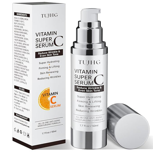 Vitamin C Retinol Serum for Face, Brightening & Anti-Aging with Hyaluronic Acid, Vitamin E, Peptides, Collagen - Hydrates, Firms, Lifts, Smooths, Targets Age Spots, Wrinkles, 1.7 Fl Oz-GlimoraGlow