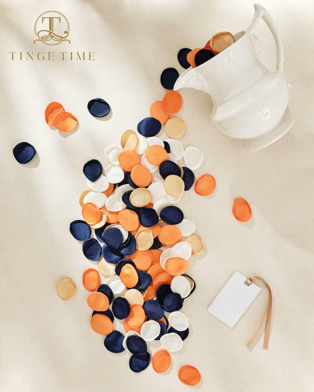 TINGE TIME 400pcs Silk Flower Petals for Wedding, Rose Petals for Decoration, Fake Flower Petals for Bridal Showers, Flower Girl Petals for Anniversaries and Parties (Burnt Orange & Navy Blue)
