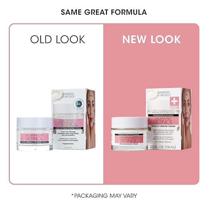 Advanced Clinicals Retinol Cream Face Moisturizer | Encapsulated Retinol Lotion For Face With Ferulic Acid + Vitamin E To Soften Appearance Of Crepey Skin & Look of Fine Lines & Wrinkles, 2.5 Fl Oz-GlimoraGlow