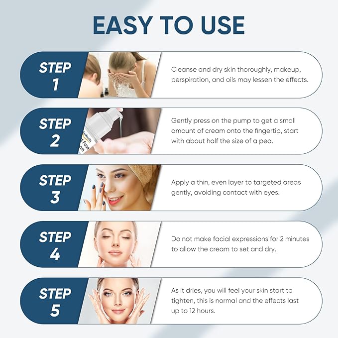 Instant Face Lift Cream, Temporary Skin Tightening Cream with Hyaluronic Acid, Visibly Firming Loose Sagging Skin for Face and Neck in 2 Minutes, Smooth Fine Lines and Wrinkle-GlimoraGlow