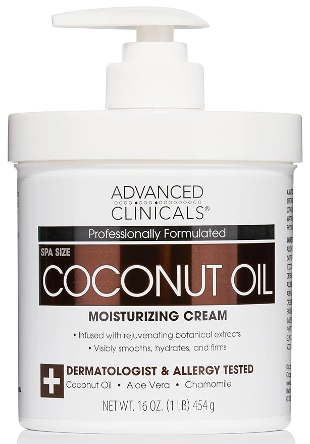 Advanced Clinicals Coconut Oil Body Cream For Women & Men | Hydrating Coconut Lotion For Extremely Dry Skin | Visible Anti Aging Body Butter Skin Care Balm Moisturizer For Hand, Heel, Feet, 16 Ounce-GlimoraGlow
