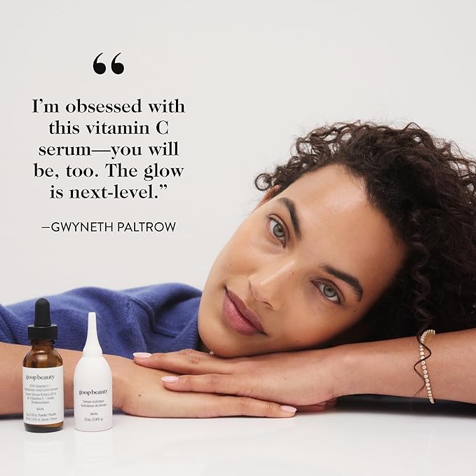 goop Beauty 20% Vitamin C + Hyaluronic Acid Serum | Improves Tone, Texture, & Hydration | L-ascorbic Acid and Hyaluronic Acid | Paraben and Silicone Free | 1 fl oz-GlimoraGlow
