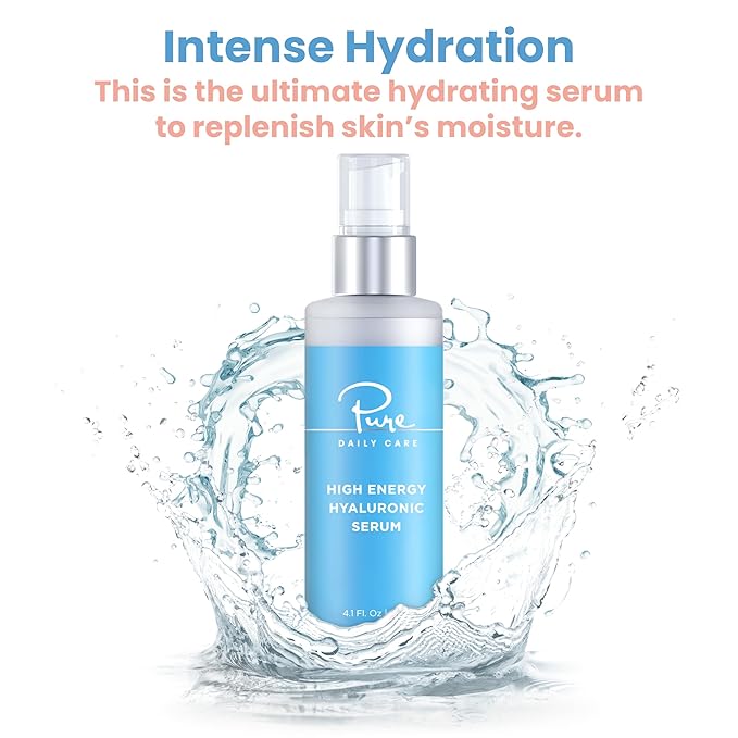 Pure Daily Care High Energy Hyaluronic Serum (4 Fl. Oz) - Hydrating Clinical Grade Hyaluronic Acid.-GlimoraGlow