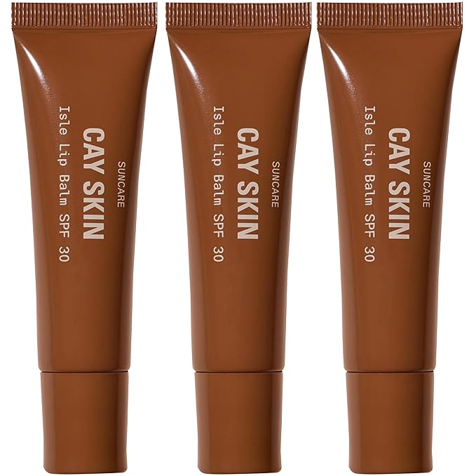 Cay Skin Isle Lip Balm SPF 30 – High Shine, Hydrating + Sheer Lip Gloss in Vanilla Brown Sugar Flavor – Formulated with Natural Ingredients for All Skin Tones – 3-Pack, Clear-GlimoraGlow
