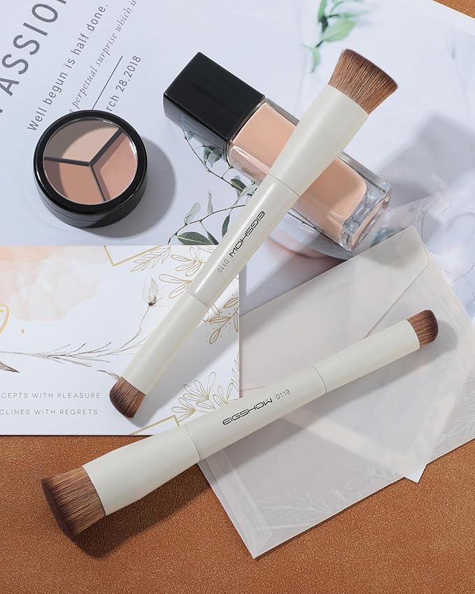 EIGSHOW Foundation and Concealer Brush, Dual Ended Makeup Brush For Flawless Foundation Coverage, Under Eye Concealer, Vegan & Cruelty-free (D110-Beige)-GlimoraGlow