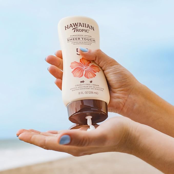 Hawaiian Tropic Sheer Touch Lotion Sunscreen SPF 70, 8oz | Broad Spectrum, Oxybenzone-Free, Sunblock Lotion, Hawaiian Tropic Sunscreen SPF 70, 8oz-GlimoraGlow