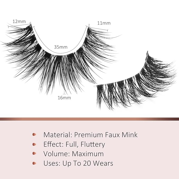 Onlyall False Eyelashes Natural Lashes Wispy Lashes Natural Look False Eyelashes Natural Flared Eyelashes False Eye Lashes Fluffy Lashes 7 Pairs A28-GlimoraGlow