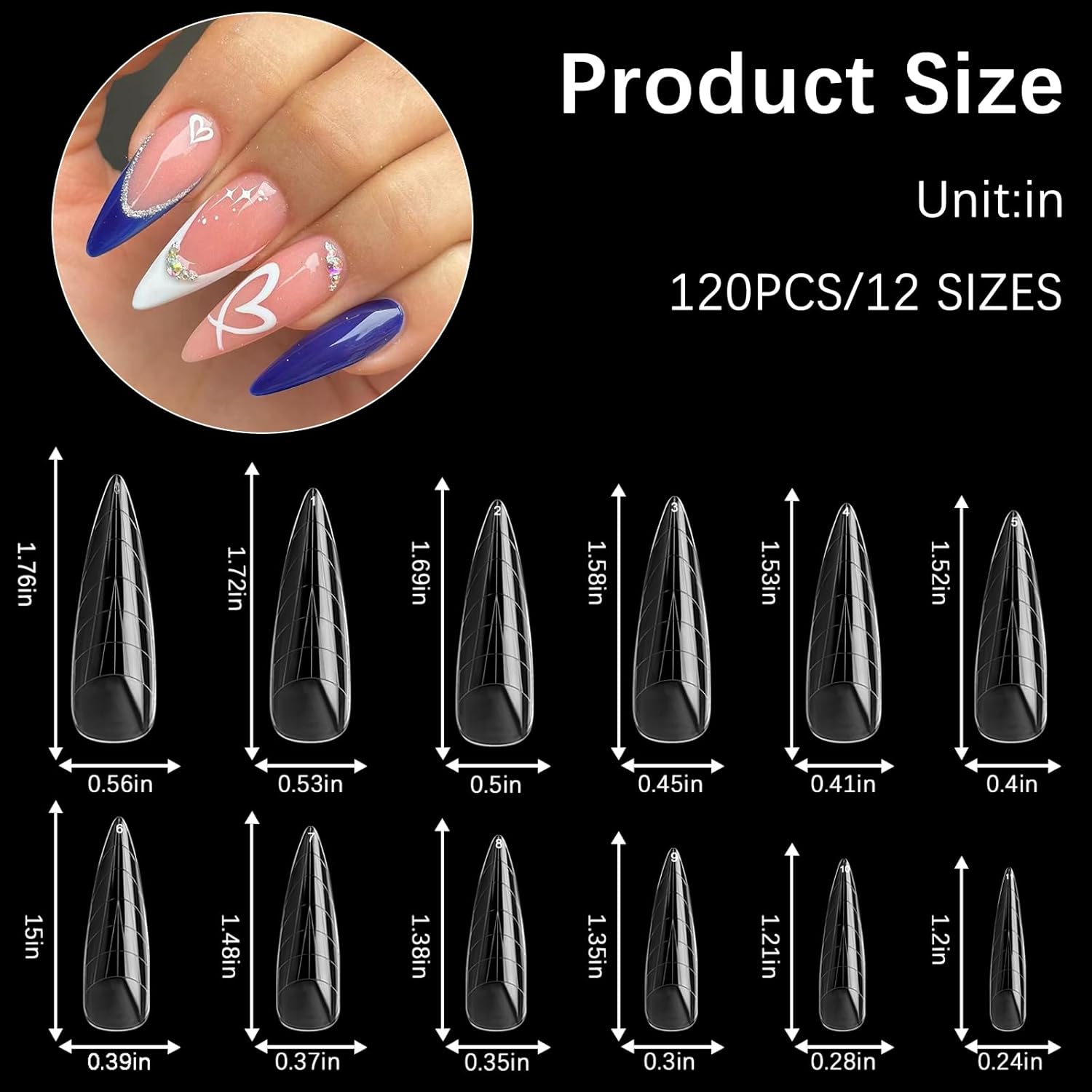 120 Pcs Poly Extension Gel Dual Nail Forms Nail Molds With Scale Builder Coffin Nail for Gel Manicure Nail Art Design Salon DIY at Home (Long Water Drop Dual Nail Forms Set)-GlimoraGlow