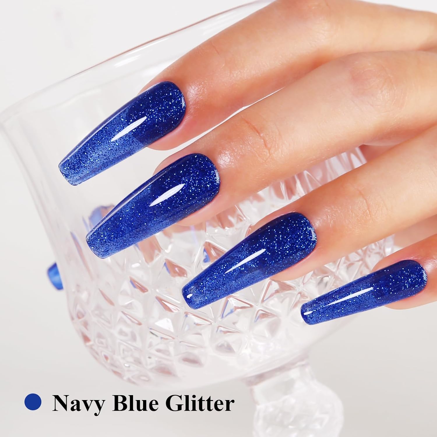 Imtiti Glitter Gel Nail Polish, Navy Blue Iridescent Glitter Gel Polish Diamond Shimmer Sparkle Soak Off UV LED Nail Gel Polish Autumn Winter Gel Polish Manicure Gel Nail Kit 10ML-GlimoraGlow