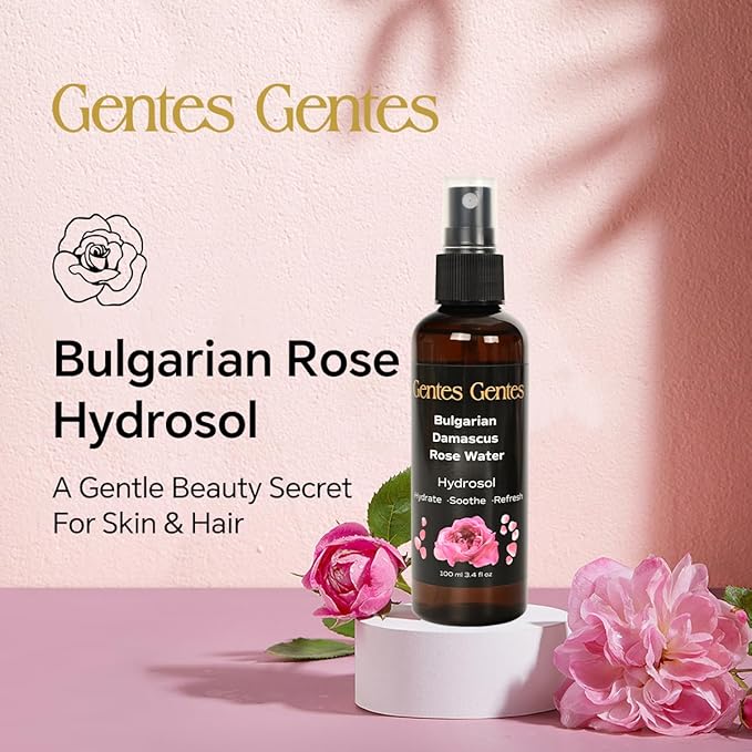 100% Pure Bulgarian Damascus Rose Water Hydrosol – Luxury Facial Toner for Hydration & Radiant Skin, Body Mist & Pillow Spray | Natural Skincare | 3.4 fl oz-GlimoraGlow
