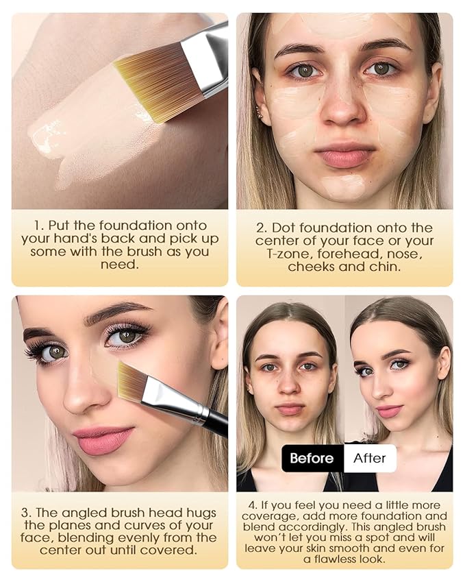 EIGSHOW Flat Foundation Brush, Vegan Synthetic Bristles, Streak Free Application, Face Makeup Brush For Blending Liquid, Cream, Face Mask (E870B)-GlimoraGlow