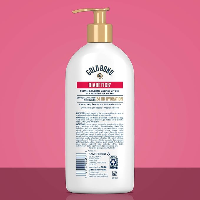 Gold Bond Diabetics' Dry Skin Relief Body Lotion, 13 oz., with Aloe to Moisturize & Soothe-GlimoraGlow