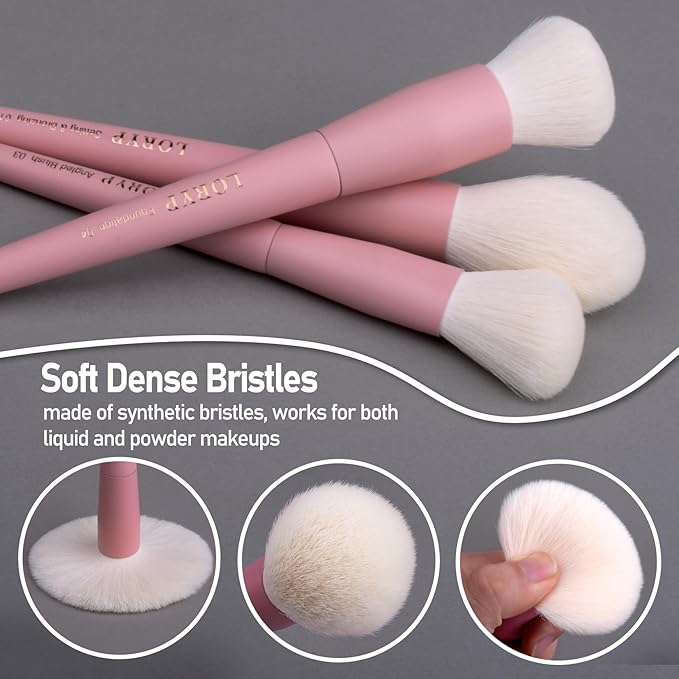 LORYP Makeup Brushes Set Labeled 18 Piece Face and Eye Brush Set Ultra soft hair Foundation, Concealer, Blush, Contour, Blending, Eyeshadow Pink Brush kit-GlimoraGlow
