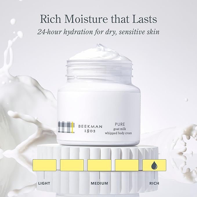 Beekman 1802 Whipped Body Butter Cream with Goat Milk - Deeply Moisturizes, Softens Skin - Natural & Gentle for All Skin Types - Non-Greasy, Cruelty-Free, 8 oz-GlimoraGlow