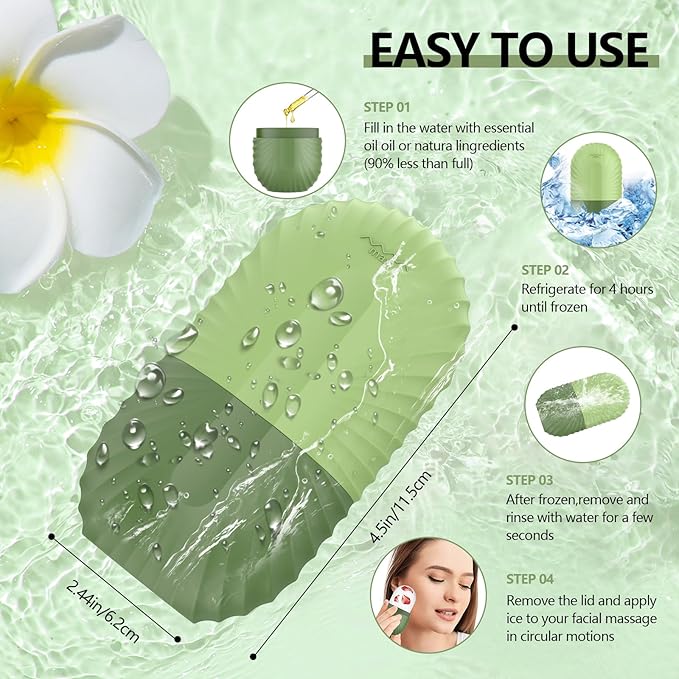 Ice Roller for Face and Eye, Silicone Ice Facial Roller Ice Holder, Face Ice Mold Skin Care, Face Icers Reusable Ice Cube Roller for Shrink Pores Anti Wrinkle Reduce Puffiness, Green-GlimoraGlow