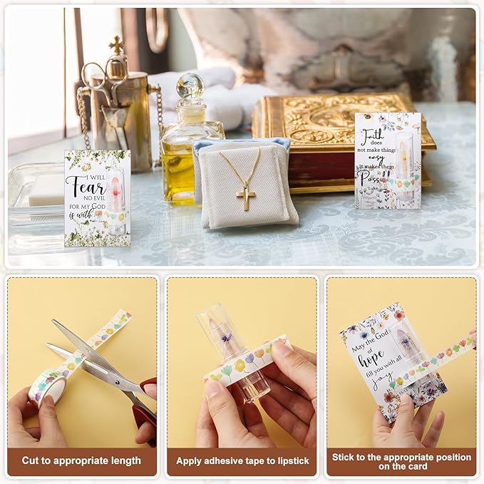 12 Sets Christian Lip Balms with Inspirational Bible Verse Card Bulk Gifts for Women Flower Sign Taste Lip Balm with Tag for Employee Coworker Teacher Family Church Wedding Favor-GlimoraGlow