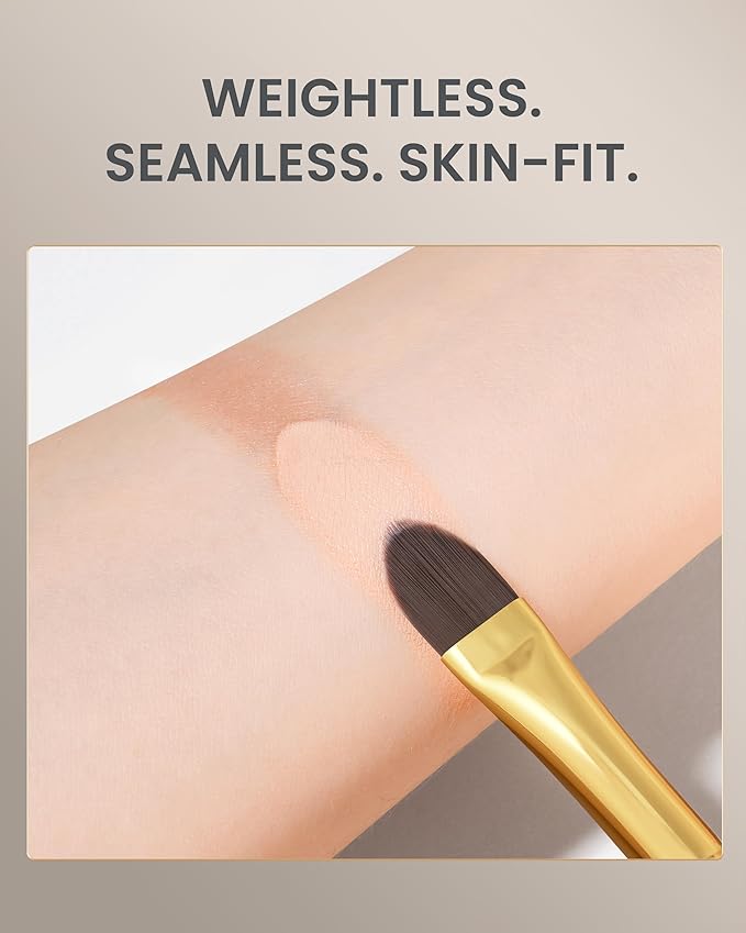 Desert Oak Series Pixel-Precise Detail Concealer Brush - Micro Teardrop Head for Acne Scars & Dark Spots, Sustainable Bubinga Handle (CM 195)-GlimoraGlow