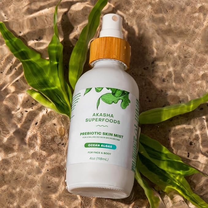 Akasha Prebiotic Skin Mist 3.4oz I Organic Facial Mist, Sea Kelp Extract, Face Spray for Naturally Restoring the Skins Microbiome, Dewy, Help Acne, Psoriasis & Sunburn*, Anti Aging Skin Care Products-GlimoraGlow