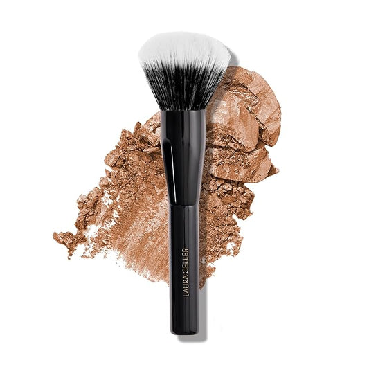 LAURA GELLER Full Face Powder Makeup Brush with Wooden Handle in Midnight Black – Foundation, Setting Powder, Blush, Bronzer, Highlighter and Luminizers – Sheer, Even Application and Blending Makeup-GlimoraGlow