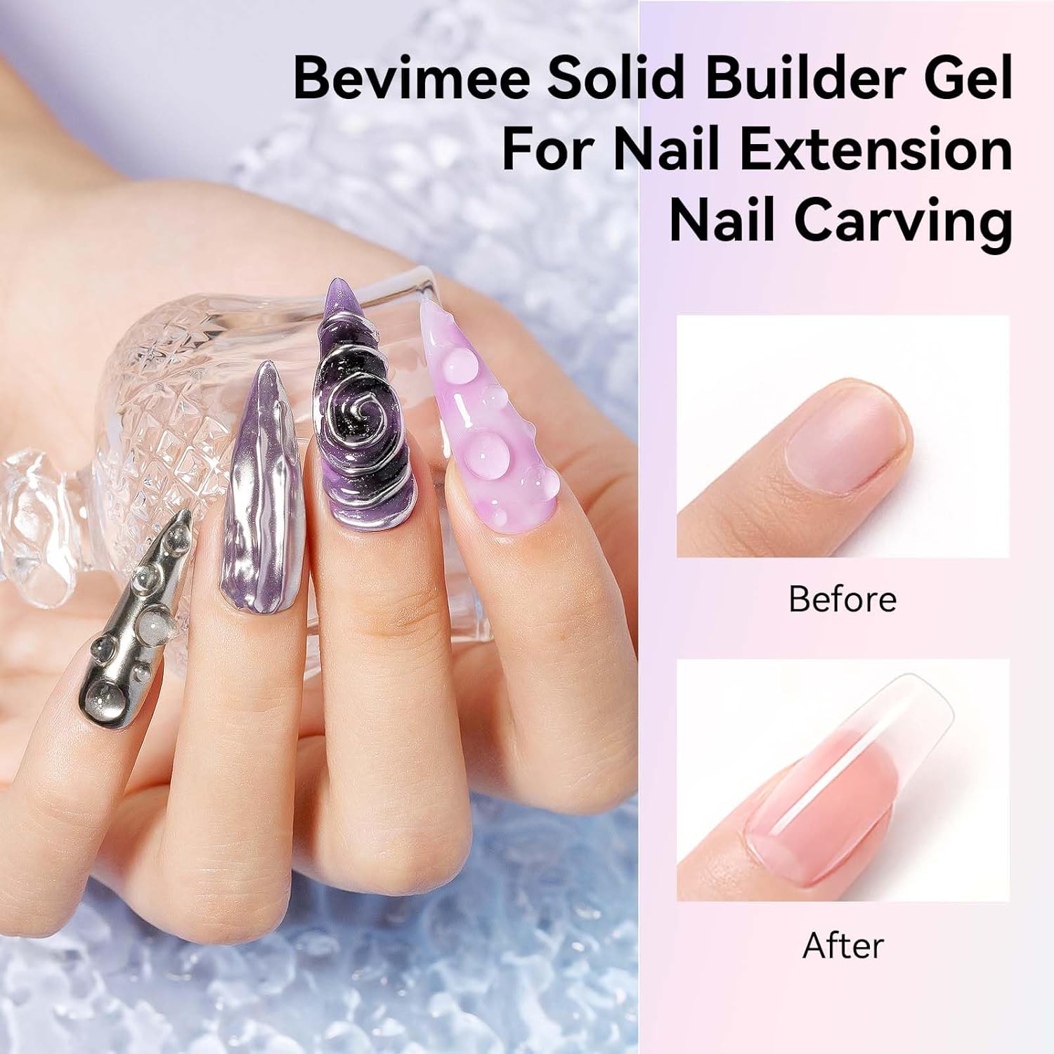 18g Solid Builder Gel for Nails 15g 3D Nail Sculpting Gel for Nail Art, Clear Non-Stick Hand For Modeling, Sculpture, Nails Extension UV/Led Manicure DIY At Hom-GlimoraGlow