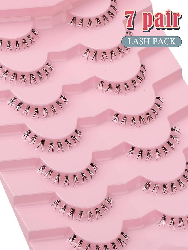 Lashes Natural Bottom Lashes 9mm Lower Strip Lashes Extention False Eyelashes Natural Look Wispy Bottom Eyelashes Fake Lashes Pack 7 Pairs-GlimoraGlow