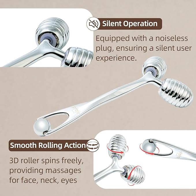 Stainless Steel Face Roller - Metal Facial Cooling Massager for Face and Eyes, Esthetician Supplies Cold Roller for Puffiness, Wrinkles, Dark Circles-GlimoraGlow