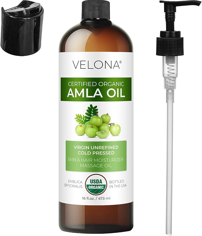 velona Amla Oil USDA Certified Organic - 16 Fl Oz | 100% Pure and Natural Carrier Oil | Extra Virgin, Unrefined, Cold Pressed-GlimoraGlow