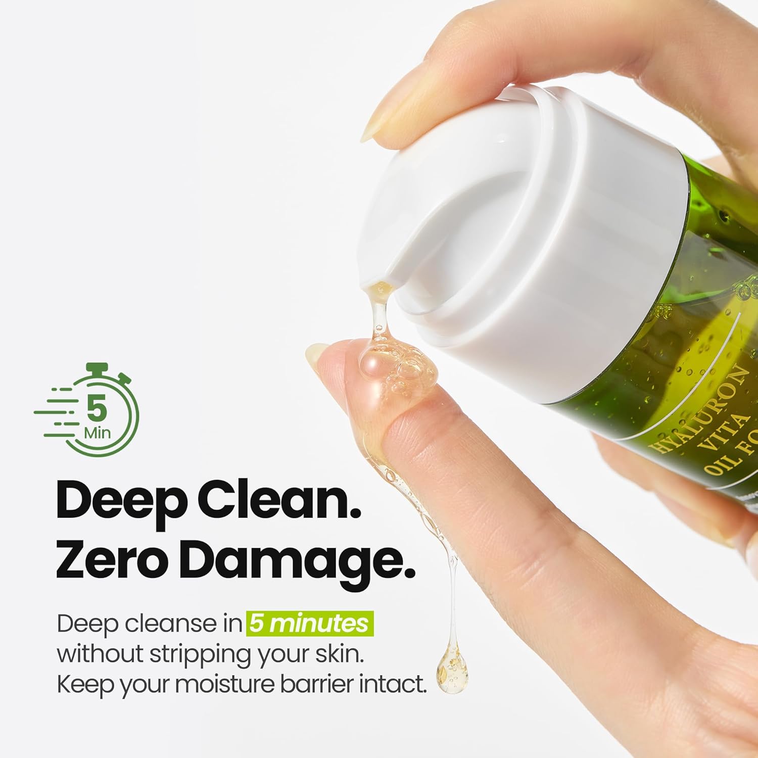 [K-Beauty] Hyaluron Vita Oil to Foam - All-in-One Korean Face Wash OilBased Foaming Facial Cleanser - Pore Minimizing & Blackhead Remover - Makeup Deep Cleansing Oil for Dry Skin (3.88 fl oz)-GlimoraGlow