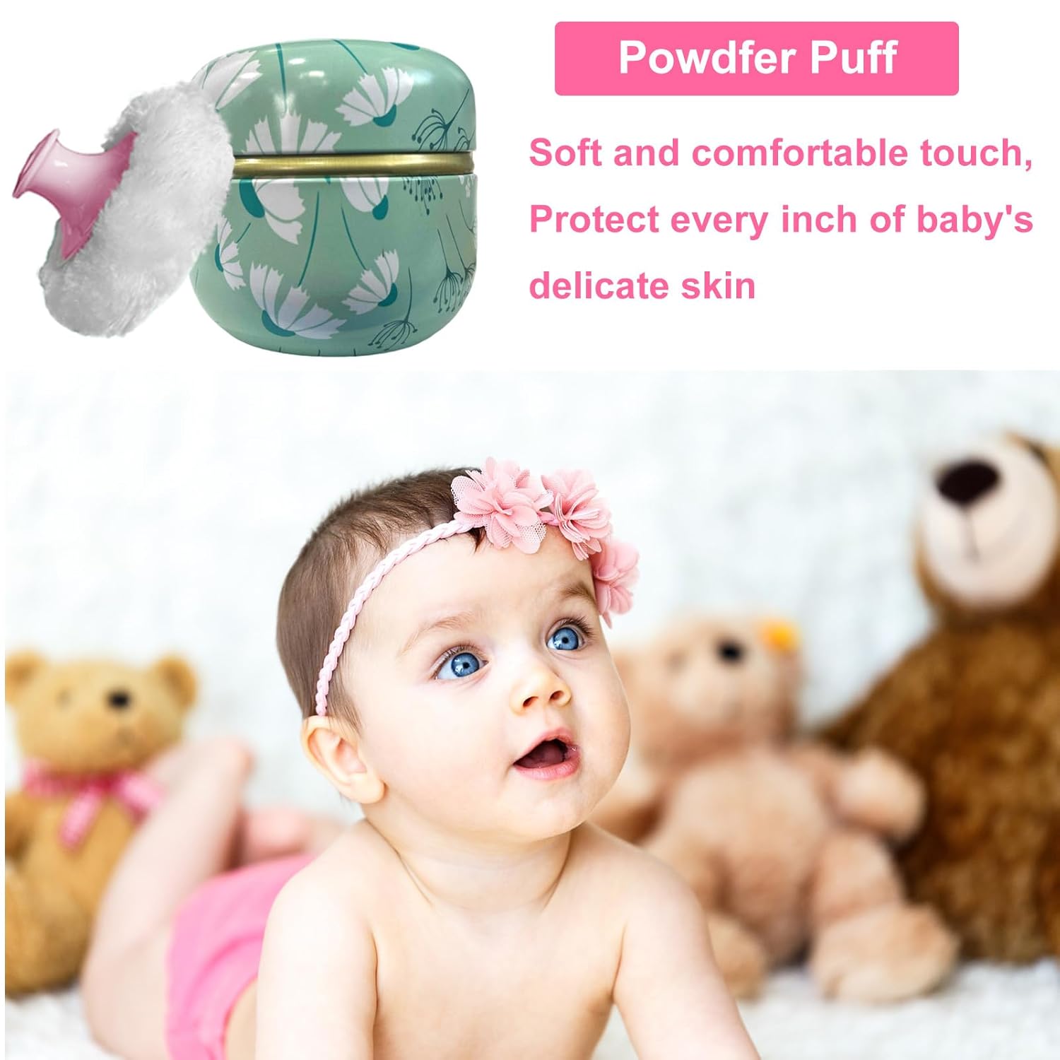 Body Powder Puff and Container for Dusting Powder, Women Powder Puff and Powder Case for Bath and Travel (Dandelion)-GlimoraGlow